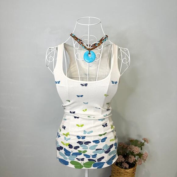 Cute Y2K vintage American Eagle white butterfly tank top - Picture 2 of 8